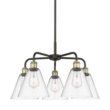 A large image of the Innovations Lighting 516-5CR-16-26 Berkshire Chandelier Black Antique Brass / Clear
