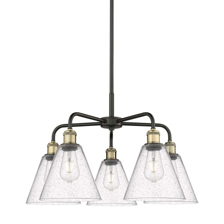 A large image of the Innovations Lighting 516-5CR-16-26 Berkshire Chandelier Black Antique Brass / Seedy