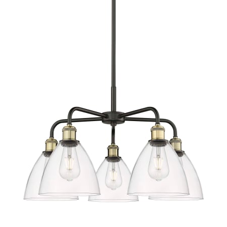 A large image of the Innovations Lighting 516-5CR-16-26 Bristol Glass Chandelier Black Antique Brass / Clear