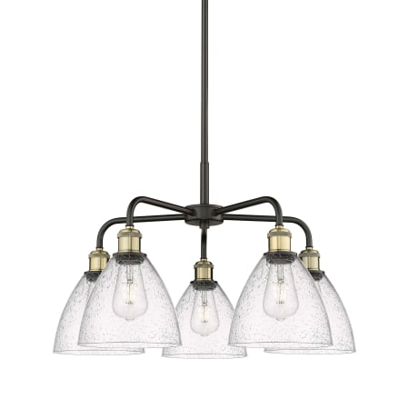 A large image of the Innovations Lighting 516-5CR-16-26 Bristol Glass Chandelier Black Antique Brass / Seedy