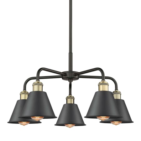 A large image of the Innovations Lighting 516-5CR-14-25 Ballston Chandelier Black Antique Brass / Matte Black