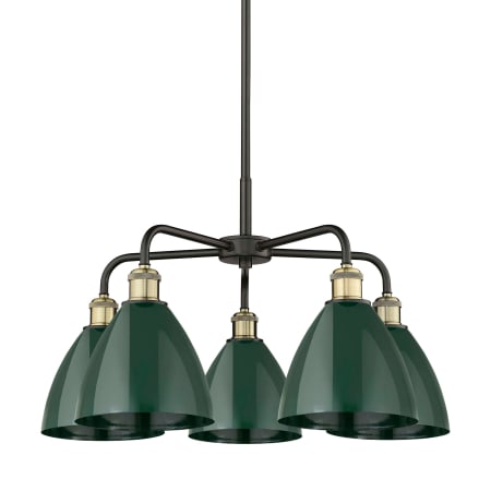 A large image of the Innovations Lighting 516-5CR-16-26 Ballston Dome Chandelier Black Antique Brass / Green