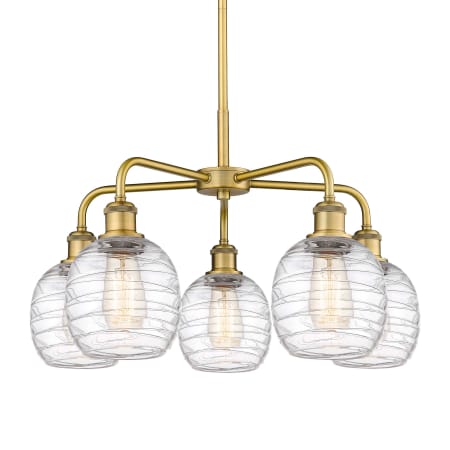 A large image of the Innovations Lighting 516-5CR-15-24 Belfast Chandelier Brushed Brass / Deco Swirl