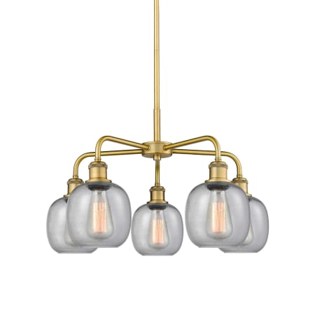 A large image of the Innovations Lighting 516-5CR-15-24 Belfast Chandelier Brushed Brass / Seedy