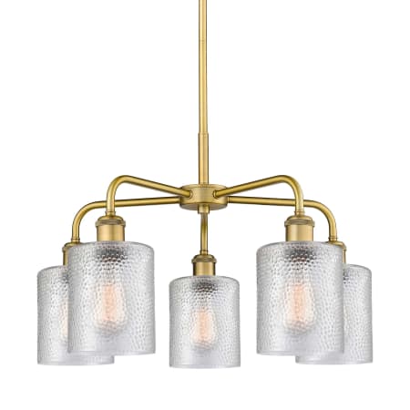 A large image of the Innovations Lighting 516-5CR-15-23 Cobbleskill Chandelier Brushed Brass / Clear
