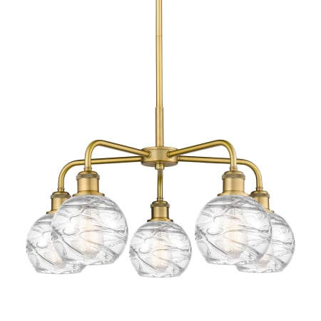 A large image of the Innovations Lighting 516-5CR-15-24 Athens Deco Swirl Chandelier Brushed Brass / Clear Deco Swirl