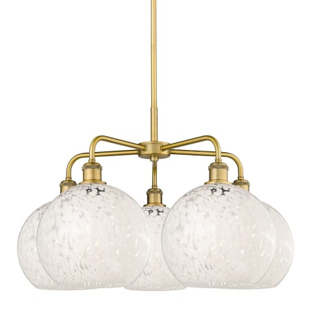 A large image of the Innovations Lighting 516-5C-18-28-White Mouchette-Indoor Chandelier Brushed Brass / White Mouchette