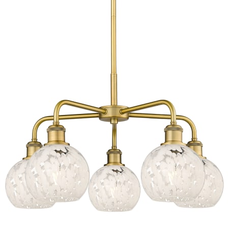 A large image of the Innovations Lighting 516-5C-14-24-White Mouchette-Indoor Chandelier Brushed Brass / White Mouchette