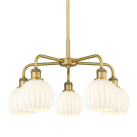 A large image of the Innovations Lighting 516-5C-14-24-White Venetian-Indoor Chandelier Brushed Brass / White Venetian