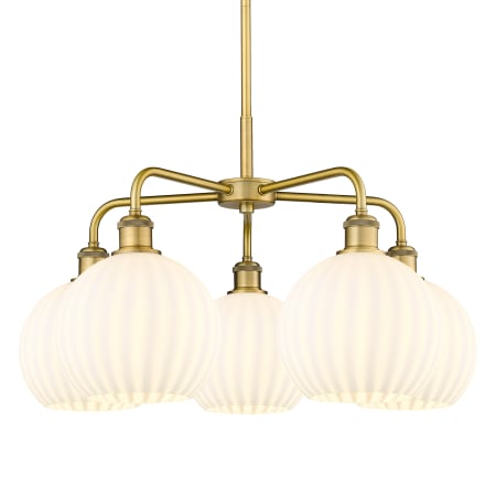 A large image of the Innovations Lighting 516-5C-16-26-White Venetian-Indoor Chandelier Brushed Brass / White Venetian