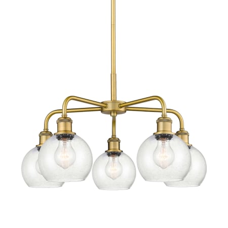 A large image of the Innovations Lighting 516-5CR-15-24 Athens Chandelier Brushed Brass / Seedy