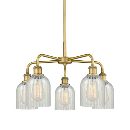 A large image of the Innovations Lighting 516-5CR-15-23 Caledonia Chandelier Brushed Brass / Mouchette