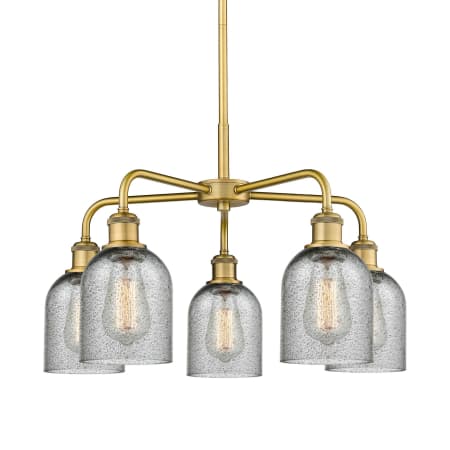 A large image of the Innovations Lighting 516-5CR-15-23 Caledonia Chandelier Brushed Brass / Charcoal