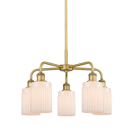 A large image of the Innovations Lighting 516-5CR-15-23 Hadley Chandelier Brushed Brass / Matte White