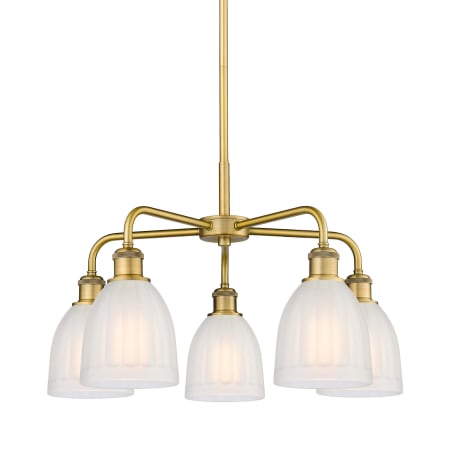 A large image of the Innovations Lighting 516-5CR-15-24 Brookfield Chandelier Brushed Brass / White