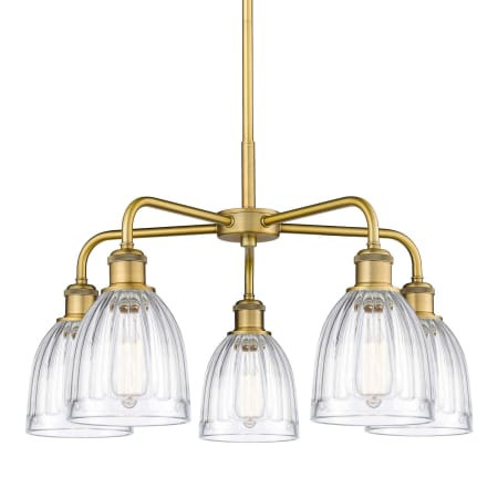 A large image of the Innovations Lighting 516-5CR-15-24 Brookfield Chandelier Brushed Brass / Clear