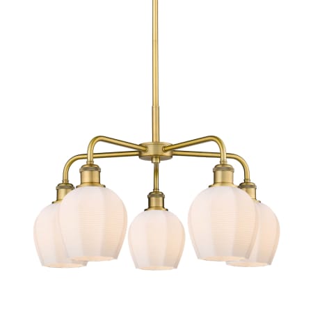 A large image of the Innovations Lighting 516-5CR-15-24 Norfolk Chandelier Brushed Brass / Matte White