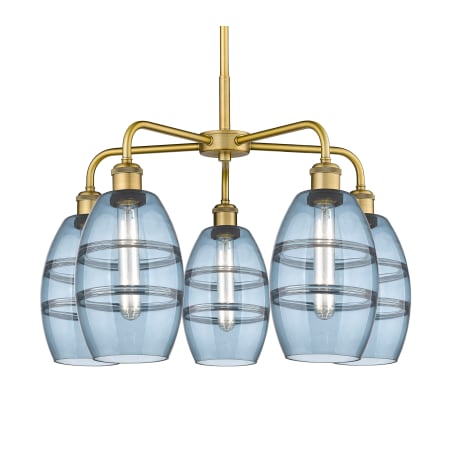 A large image of the Innovations Lighting 516-5CR-14-24 Vaz Chandelier Brushed Brass / Blue