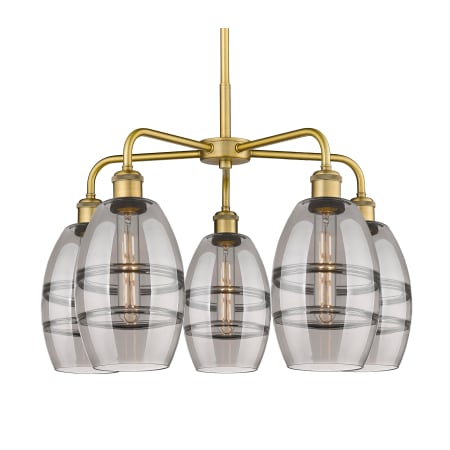 A large image of the Innovations Lighting 516-5CR-14-24 Vaz Chandelier Brushed Brass / Smoked