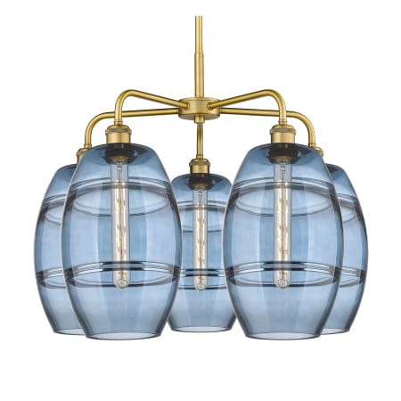 A large image of the Innovations Lighting 516-5CR-15-26 Vaz Chandelier Brushed Brass / Blue