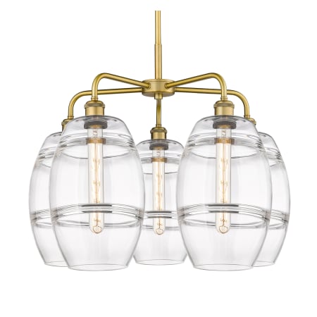 A large image of the Innovations Lighting 516-5CR-15-26 Vaz Chandelier Brushed Brass / Clear