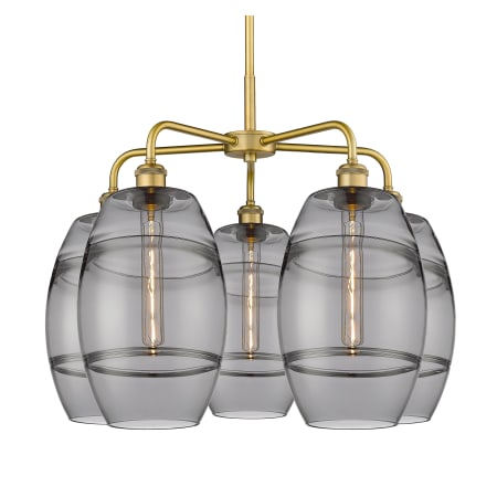 A large image of the Innovations Lighting 516-5CR-15-26 Vaz Chandelier Brushed Brass / Smoked