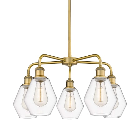 A large image of the Innovations Lighting 516-5CR-16-24 Cindyrella Chandelier Brushed Brass / Clear