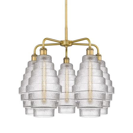 A large image of the Innovations Lighting 516-5CR-23-26 Cascade Chandelier Brushed Brass / Clear