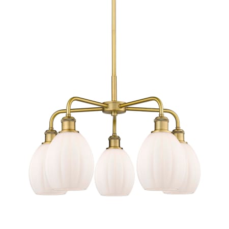 A large image of the Innovations Lighting 516-5CR-16-24 Eaton Chandelier Brushed Brass / Matte White