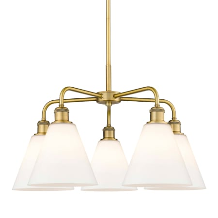 A large image of the Innovations Lighting 516-5CR-16-26 Berkshire Chandelier Brushed Brass / Matte White