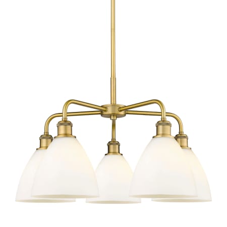 A large image of the Innovations Lighting 516-5CR-16-26 Bristol Glass Chandelier Brushed Brass / Matte White