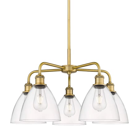 A large image of the Innovations Lighting 516-5CR-16-26 Bristol Glass Chandelier Brushed Brass / Clear