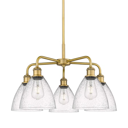 A large image of the Innovations Lighting 516-5CR-16-26 Bristol Glass Chandelier Brushed Brass / Seedy