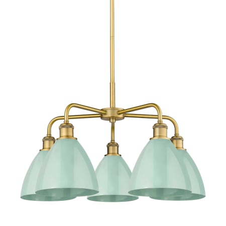 A large image of the Innovations Lighting 516-5CR-16-26 Ballston Dome Chandelier Brushed Brass / Seafoam