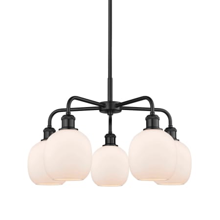 A large image of the Innovations Lighting 516-5CR-15-24 Belfast Chandelier Matte Black / Matte White