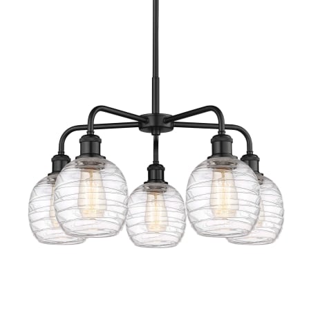 A large image of the Innovations Lighting 516-5CR-15-24 Belfast Chandelier Matte Black / Deco Swirl