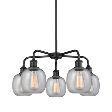 A large image of the Innovations Lighting 516-5CR-15-24 Belfast Chandelier Matte Black / Seedy