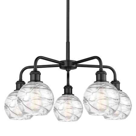 A large image of the Innovations Lighting 516-5CR-15-24 Athens Deco Swirl Chandelier Matte Black / Clear Deco Swirl