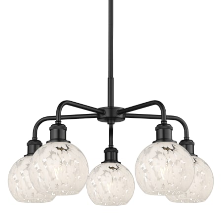 A large image of the Innovations Lighting 516-5C-14-24-White Mouchette-Indoor Chandelier Matte Black / White Mouchette