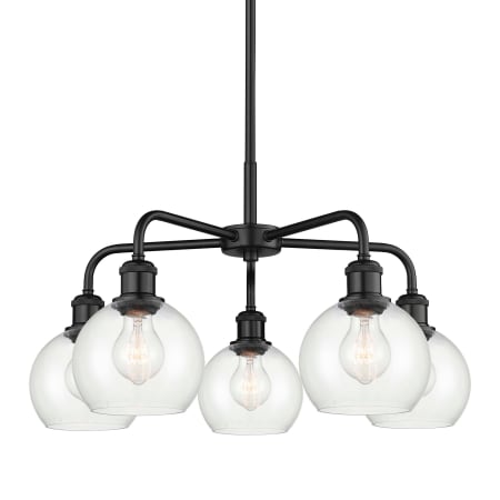 A large image of the Innovations Lighting 516-5CR-15-24 Athens Chandelier Matte Black / Clear
