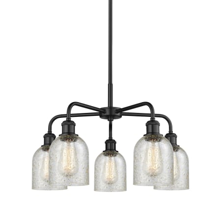 A large image of the Innovations Lighting 516-5CR-15-23 Caledonia Chandelier Matte Black / Mica