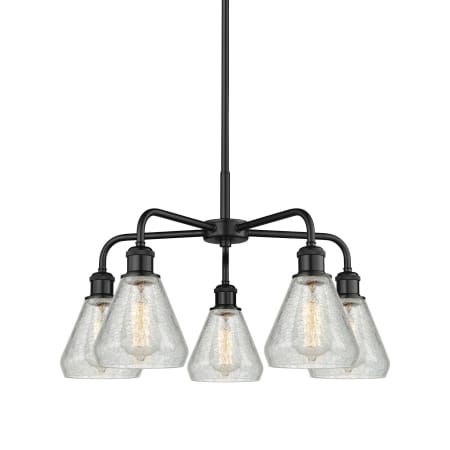 A large image of the Innovations Lighting 516-5CR-15-24 Conesus Chandelier Matte Black / Clear Crackle