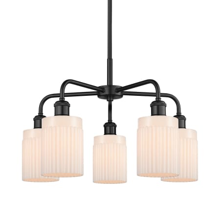 A large image of the Innovations Lighting 516-5CR-15-23 Hadley Chandelier Matte Black / Matte White