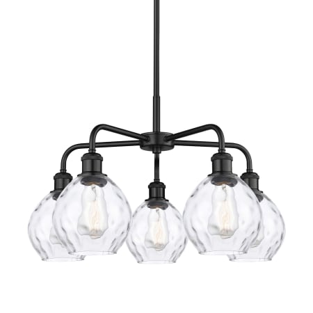 A large image of the Innovations Lighting 516-5CR-15-24 Waverly Chandelier Matte Black / Clear