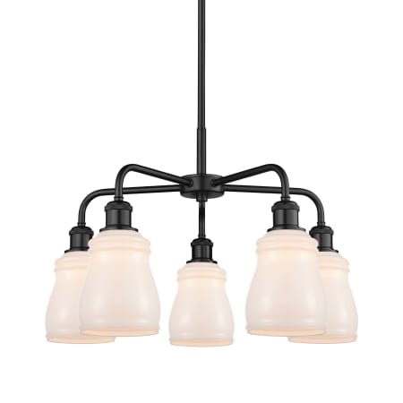 A large image of the Innovations Lighting 516-5CR-15-23 Ellery Chandelier Matte Black / White