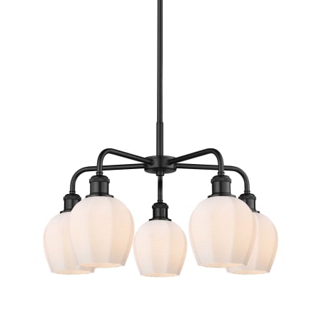 A large image of the Innovations Lighting 516-5CR-15-24 Norfolk Chandelier Matte Black / Matte White