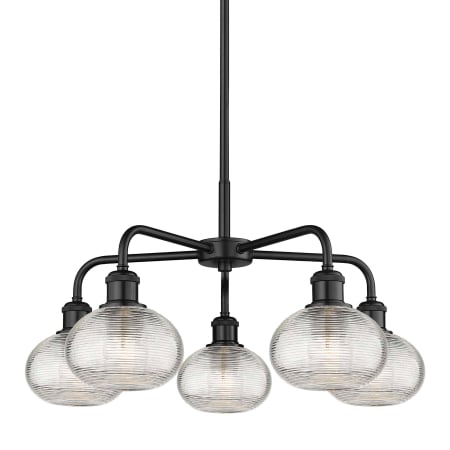 A large image of the Innovations Lighting 516-5CR-13-24 Ithaca Chandelier Matte Black / Clear Ithaca