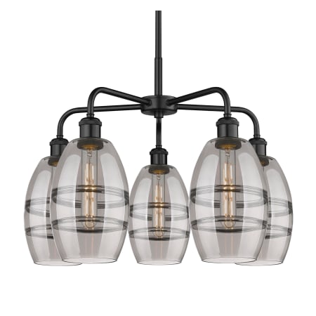 A large image of the Innovations Lighting 516-5CR-14-24 Vaz Chandelier Matte Black / Smoked