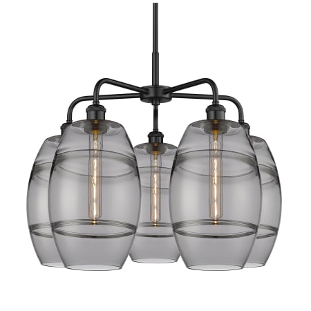 A large image of the Innovations Lighting 516-5CR-15-26 Vaz Chandelier Matte Black / Smoked