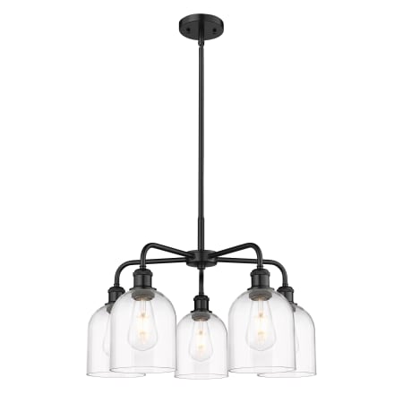A large image of the Innovations Lighting 516-5CR 15 24 Bella Chandelier Matte Black / Clear